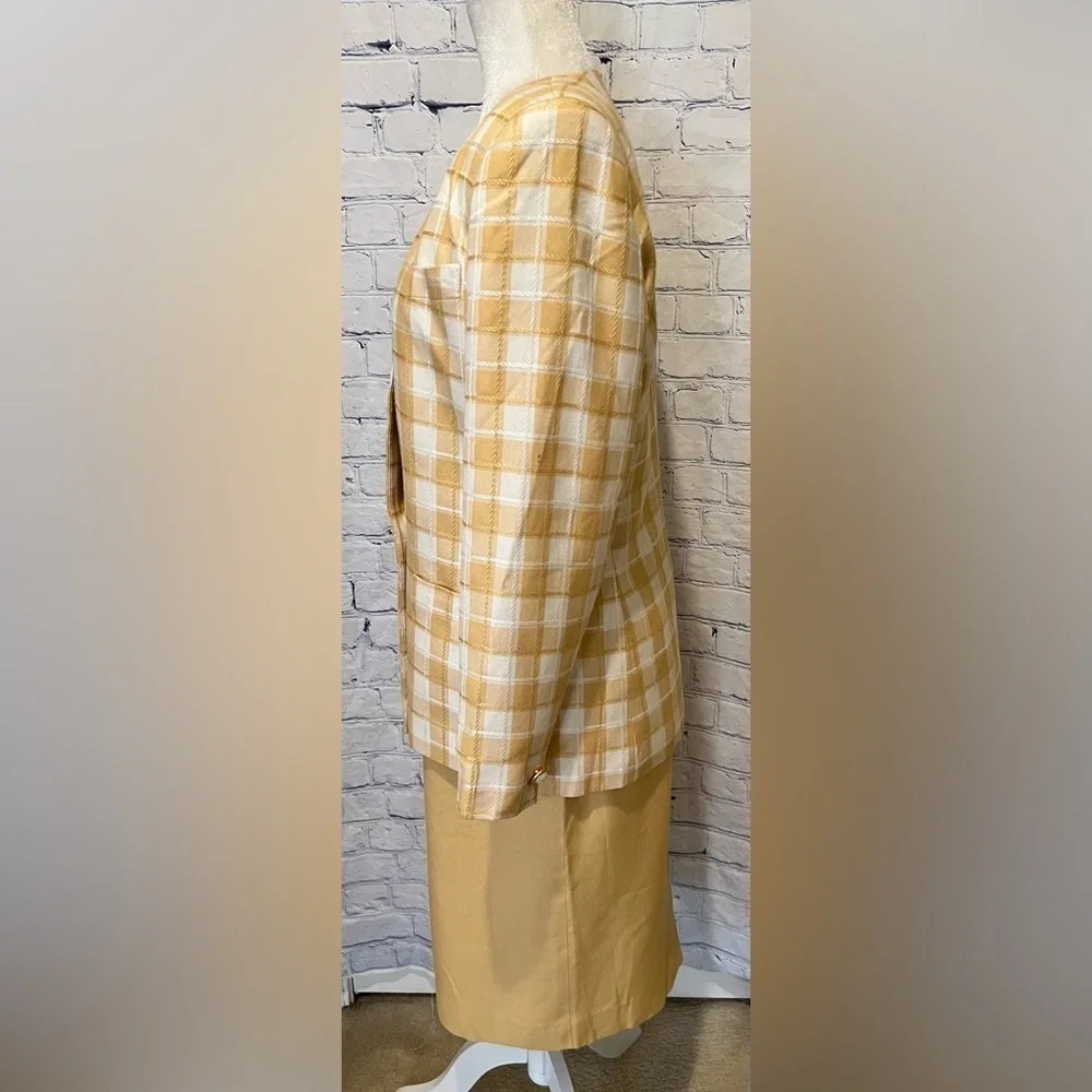Vintage Sassoon women’s two-piece yellow plaid skirt Suit Set size 8 - Picture 3 of 11